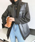 Faux Leather Panel Tailored Jacket